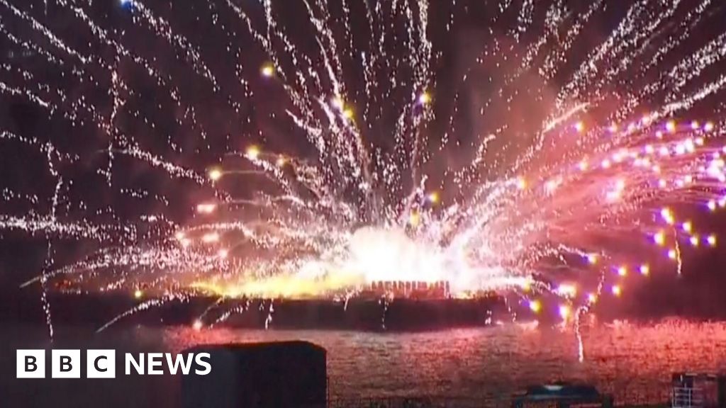 Fireworks ignite as blaze hits Japanese festival launch boats